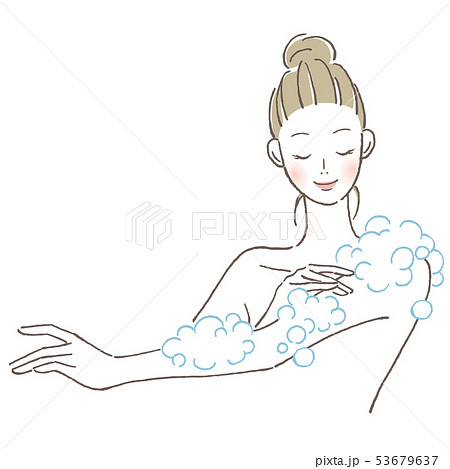 女性 体を洗うのイラスト素材 53679637 Pixta