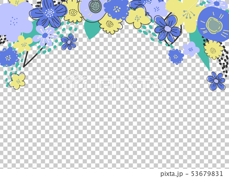 斯堪的納維亞風格花框 藍色 上半部分 插圖素材 圖庫