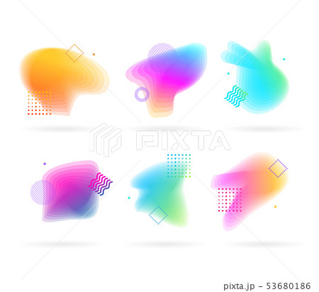 Color Spots with Abstract Memphis Style Elements Set. Vector Color Spots with Abstract Memphis Style Elements Set. Vector 53680186