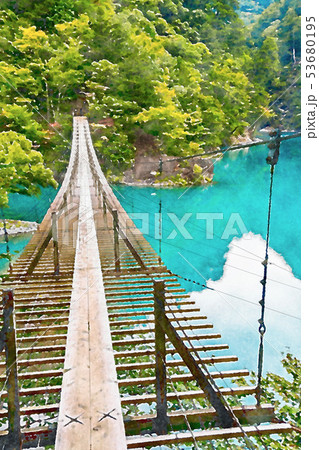 静岡県 夢の吊り橋のイラスト素材