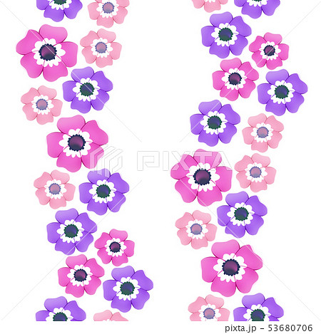 アネモネのシームレスパターン パープル ピンクのイラスト素材