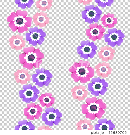 アネモネのシームレスパターン パープル ピンクのイラスト素材