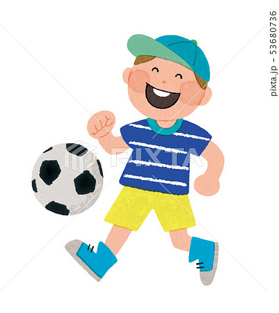 サッカー少年 イラスト 手描きのイラスト素材