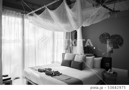 Asian Thai tropical luxury resort room with wooden 53682975
