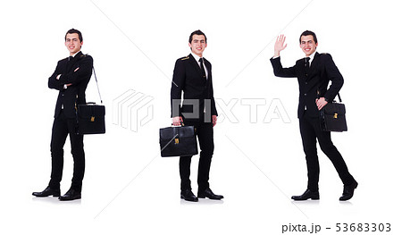 Young pilot isolated on the white Young pilot isolated on the white 53683303