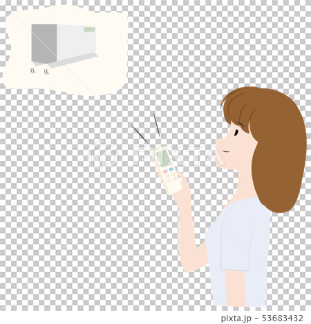 打開空調的婦女的例證在屋子裡 53683432