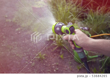 Closeup of Garden Hand Shower Water Sprayer Closeup of Garden Hand Shower Water Sprayer 53684265