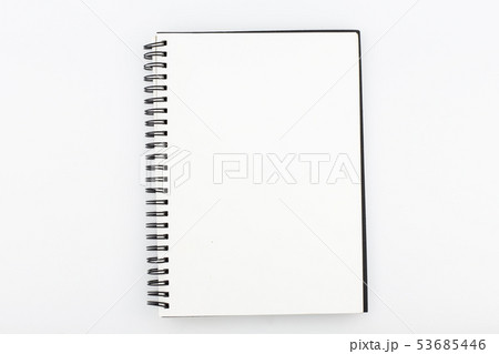 Top view, empty notebook on a white background. Top view, empty notebook on a white background. 53685446
