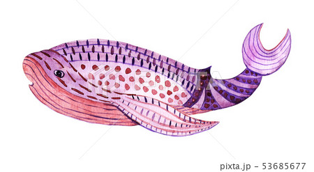 Isolated watercolor whale Isolated watercolor whale 53685677