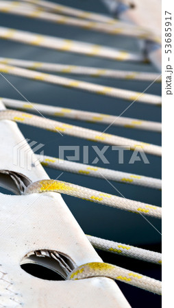 abstract texture of the plastic blanket and rope 53685917