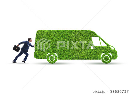 Businessman with green ecological vehicle 53686737