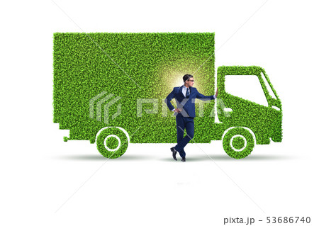 Businessman with green ecological vehicle 53686740