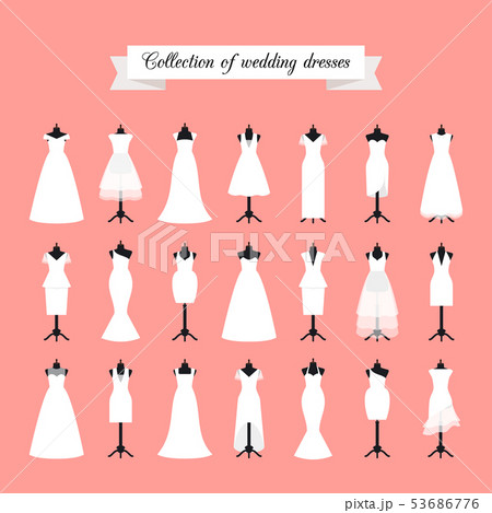 Wedding dresses icon set 53686776