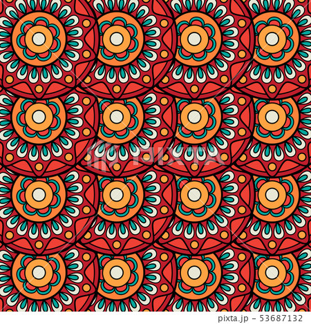 Ethnic boho floral rosettes seamless pattern Ethnic boho floral rosettes seamless pattern 53687132