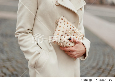 Beautiful fashionable female bag. Model girl Beautiful fashionable female bag. Model girl 53687135