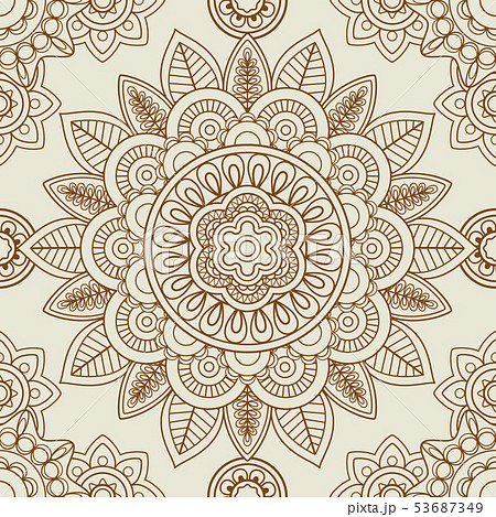 Indian mehendi boho seamless background Indian mehendi boho seamless background 53687349