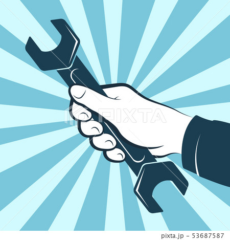 Wrench in hand for repair 53687587