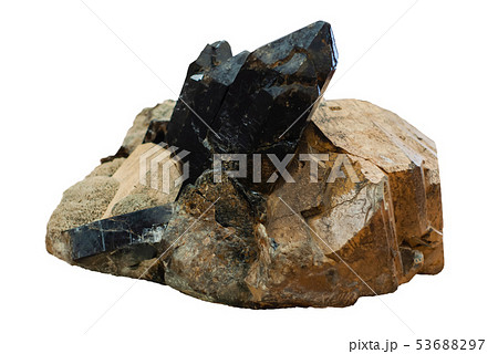 conglomerate of morion, feldspar and mica crystals conglomerate of morion, feldspar and mica crystals 53688297