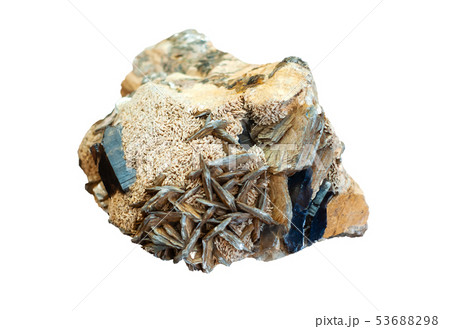 conglomerate of morion, feldspar and mica crystals conglomerate of morion, feldspar and mica crystals 53688298