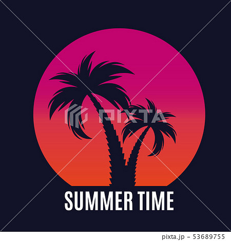 Beautifil Palm Tree Leaf  Silhouette Background Vector Illustration 53689755