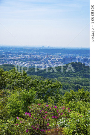 新緑の多峯主山 山頂から市街地を望む 新緑の多峯主山 山頂から市街地を望む 53689850