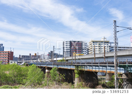 鉄橋 広瀬川 JR 新幹線 常磐線 鉄橋 広瀬川 JR 新幹線 常磐線 53691253
