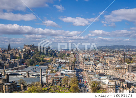 Panorama of old town Edinburgh in Scotland 53691273