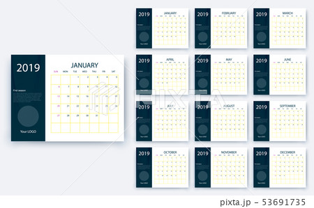 simple calendar 2019 yesr, Stock vector design eps10. 53691735