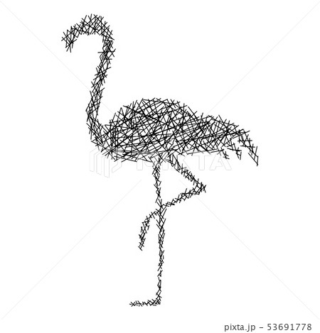 Silhouette Flamingo With Messy Straight Linesのイラスト素材