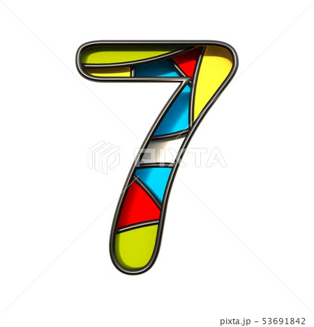 Multi color layers font Number 7 SEVEN 3D 53691842
