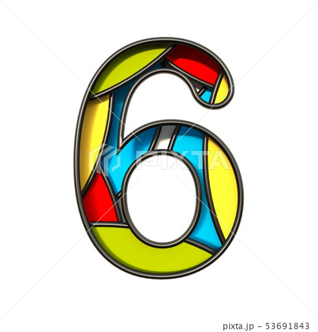 Multi color layers font Number 6 SIX 3D 53691843