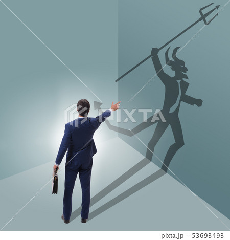 Devil hiding in the businessman - alter ego concept Devil hiding in the businessman - alter ego concept 53693493