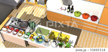 料理　シンク　キッチン 53695318
