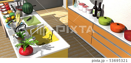 料理　シンク　キッチン 53695321