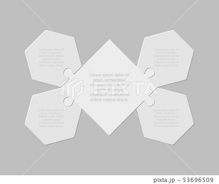 Four pieces puzzle jigsaw hexagonal info graphic 53696509