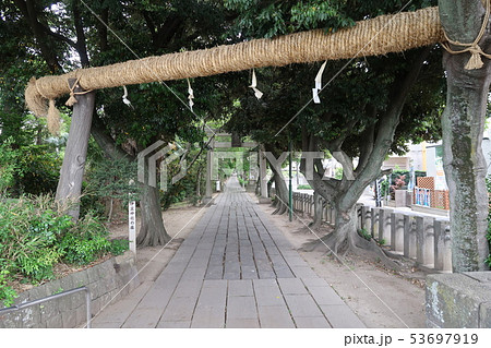 誰もいない神社の参道 53697919