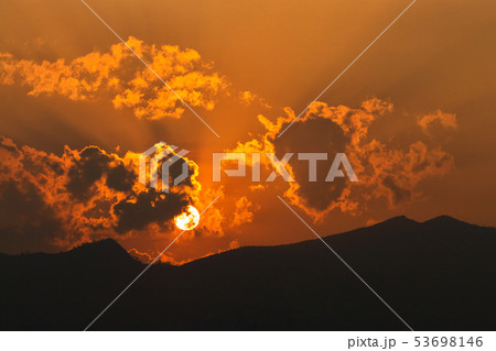 Sunset on the peak of Mountain with cloud Sunset on the peak of Mountain with cloud 53698146