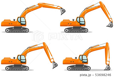 Excavator With Different Boom Position のイラスト素材