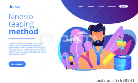 Kinesiology taping concept landing page. Kinesiology taping concept landing page. 53698941