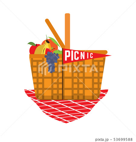Picnic basket with fruits 53699588