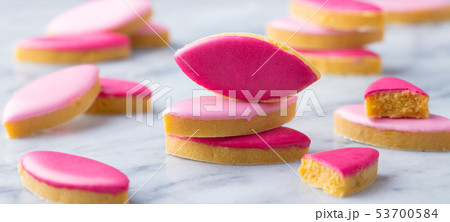 Calissons Provence on marble table background. Traditional French sweets. Close up. Calissons Provence on marble table background. Traditional French sweets. Close up. 53700584