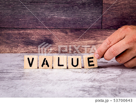 Value. Word from wooden letters 53700643