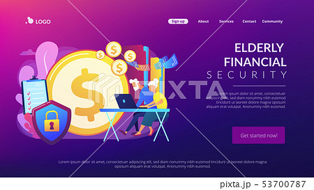 Elderly financial security concept landing page 53700787