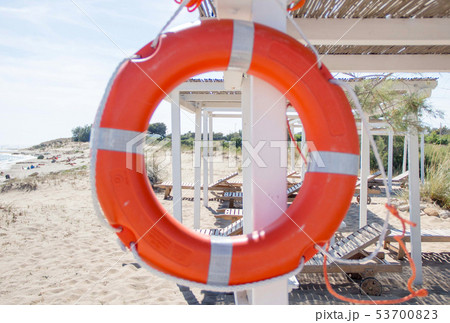 Sea Coastline with Life Preserver, gazebo and 53700823