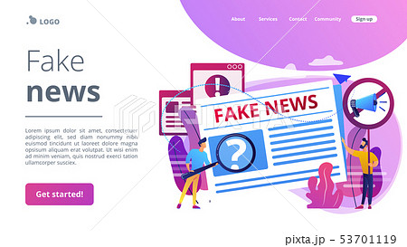 Fake news concept landing page Fake news concept landing page 53701119