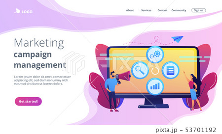 Marketing campaign management concept landing page. 53701192