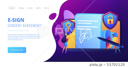 Electronic signature concept landing page. 53702120