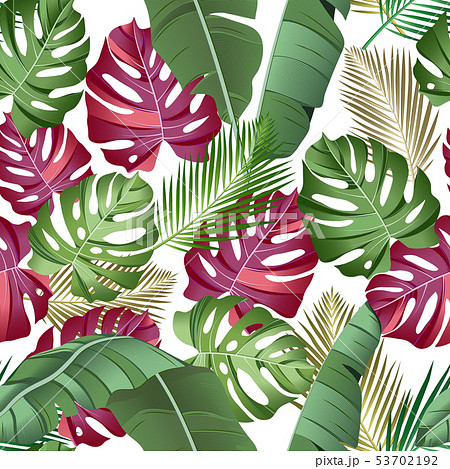 Seamless pattern with tropical leaves Seamless pattern with tropical leaves 53702192