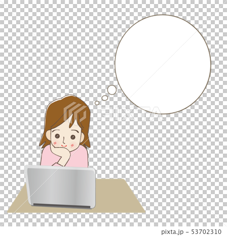 Woman thinking while looking at a personal computer 53702310