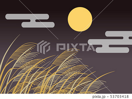 満月とススキ 53703418